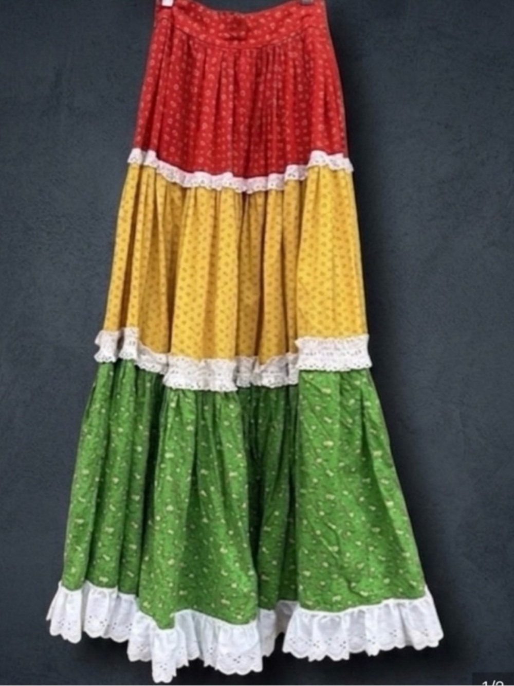 Vintage western prairie skirt ruffled 70s